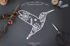 Hummingbird Meadow Animal - Papercut Template SVG EPS DXF P Product Image 1