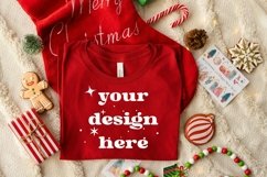Christmas Bella Canvas 3001 mockup Red tshirt mockup Product Image 1