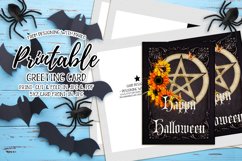 Sunflower Pentagram - Printable Happy Halloween Card Product Image 1