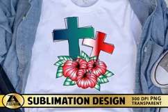 Easter Cross PNG Christian Sublimation PNG Floral Cross PNG Product Image 4