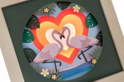 Valentine Flamingos 3D Shadow Box SVG Layered Paper Cut Product Image 3