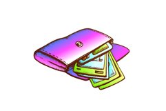 Wallet With Money Banknotes Monochrome Vector Product Image 1