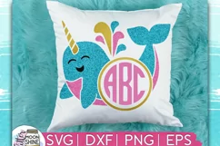 Narwhal Monogram Frame SVG DXF PNG EPS Cutting Files Product Image 1