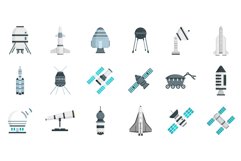 Space research technology icons set, flat style Product Image 1