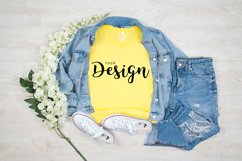 Bella Canvas 3001 Yellow T-shirt Mockup for Summer Product Image 1