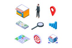 Franchise icons set, isometric style Product Image 1