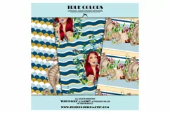 Mermaid Digital Paper Pack Red Hair Woman Paper Pack Product Image 6