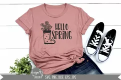 Hello Spring svg, Floral Rain Boots, Farmhouse svg Product Image 2
