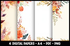 4 Digital Papers Autumn Flowers I Planner Pages A4 Product Image 1