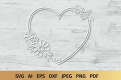Heart SVG | Monogram SVG Floral Heart | Love SVG Product Image 2