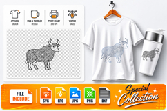Bull Mandala SVG Cut File - Powerful Animal Vector DXF Product Image 1