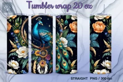 Peacock Tumbler Sublimation, 20 oz Tumbler Wrap Product Image 2