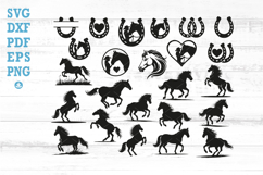 24 Horse SVG Bundle, Horse Silhouette, Horseshoe SVG, Horse Product Image 1