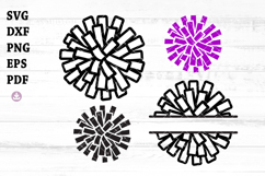 Cheerleader Svg, Pom Pom Split Monogram Svg, Cheer Mom Svg Product Image 1