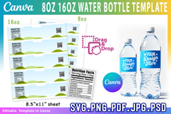 8oz,16oz Water Bottle Label Template, Water Bottle label Product Image 1