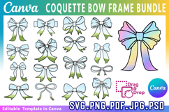 Coquette Bows Canva Editable Frame Ribbon Bow Canva Template Product Image 1