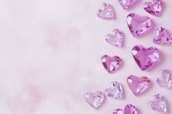 Crystal Hearts Flat Lay Background, Valentine Mock Up Design Product Image 1