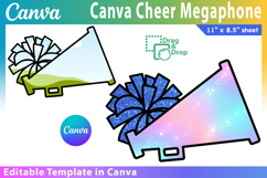 Canva Cheer Megaphone Frame, Cheerleader Canva Template Product Image 1