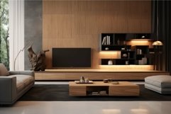 Modern living room interior with wooden elements Product Image 1