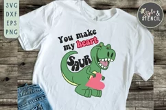 Boy Valentine Dinosaur Heart SVG - PNG, DXF, EPS, SVG Product Image 6