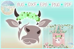 Cow Face With Clovers Svg Dxf Eps Png Pdf Files For Cricut Product Image 1