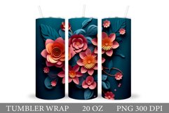 3D Flowers Tumbler Wrap. Flowers Tumbler Sublimation Product Image 1