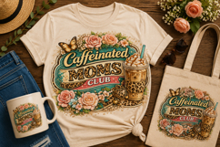 Caffeinated Moms Club PNG | Funny Coffee Mom Sublimation Des Product Image 1