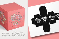 Cuttable Cube Favor Box with Flower Shape Holes SVG Product Image 1