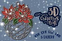3D Christmas ball svg Papercut Mandala 3d Winter New year Product Image 1