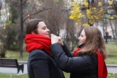 meeting of two girlfriends in the park Product Image 1