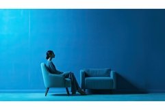 posture blue background person Product Image 1