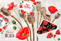 Magic Poppies red Watercolor png Product Image 3