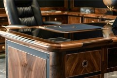 Corner of a large wooden desk showing the quality craftsmans Product Image 1