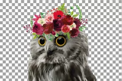 Watercolor baby owl with floral crown baby shower clip art Product Image 5