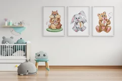 Watercolor cute animals clipart-bunny, bear, hamster Product Image 3