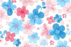 Floral Pattern of Pink Blue Wild Roses Background Wallpaper Product Image 1