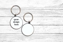 white keychain mockup | Flat Lay mock-up round key chain JPG Product Image 1