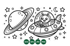 Hand Drawn Alien Spaceship Vector Illustration Product Image 1