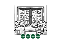 Cozy Window Seat Illustration With Reading Nook Product Image 1