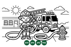 Hand Drawn Firefighter Vector Clipart Design Product Image 1