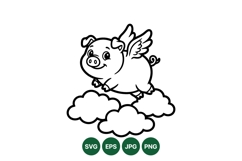 Cute Flying Pig Cartoon Vector Illustration Design Product Image 1
