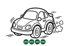 Hand Drawn Cartoon Car Outline Svg Design Product Image 1