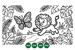 Hand Drawn Jungle Animals Clipart For Kids Coloring Product Image 1