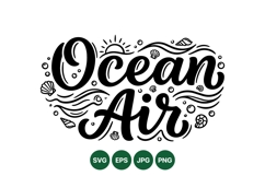 Hand Drawn Ocean Air SVG Design For Summer Prints Product Image 1