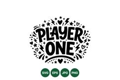 Hand Drawn Player One Gamer Quote SVG Design Product Image 1