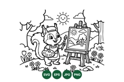 Cute Squirrel Painting Illustration Design Clipart Product Image 1