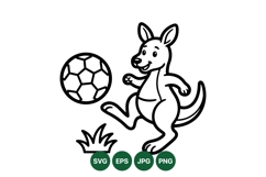 Cute Kangaroo Playing Soccer Vector Illustration Product Image 1