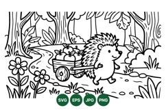 Hand Drawn Woodland Hedgehog Animal Clipart Illustration Product Image 1