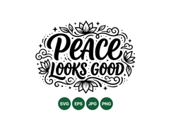 Hand Lettered Peace Quote Vector Design Illustration Product Image 1