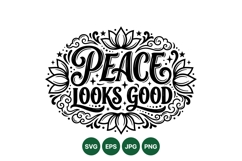 Hand Lettered Peace Typography Clipart Design Product Image 1